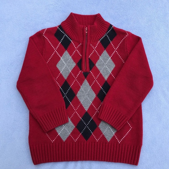 Thoughskins Boys Argyle Quarter Zip Sweater - Picture 2 of 6